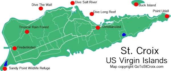 Map of St. Croix by Olympic Rent A Car St. Croix US Virgin Islands